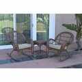 Jeco W00210-2-RCES006 3 Piece Santa Maria Honey Rocker Wicker Chair Set, Tan Cushion W00210_2-RCES006